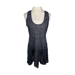 Johnny Was Eyelet Crochet Black Coverup Dress